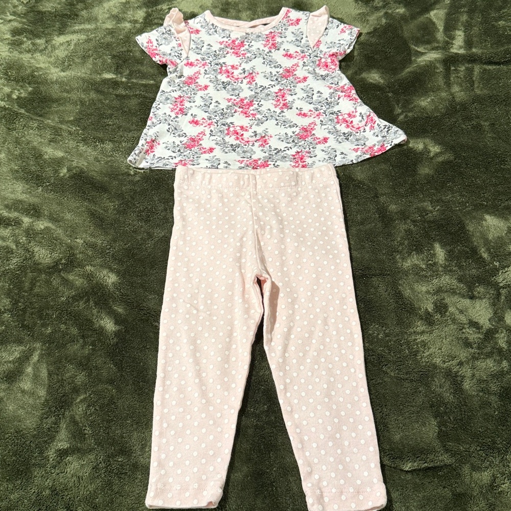Floral Pink and Gray Kids Matching Set